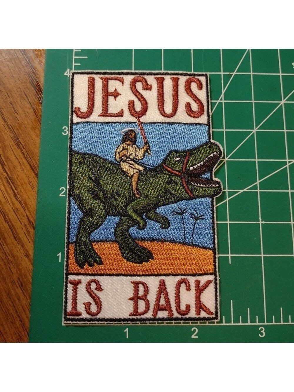🌻 Jesus Riding Dinosaur Patch